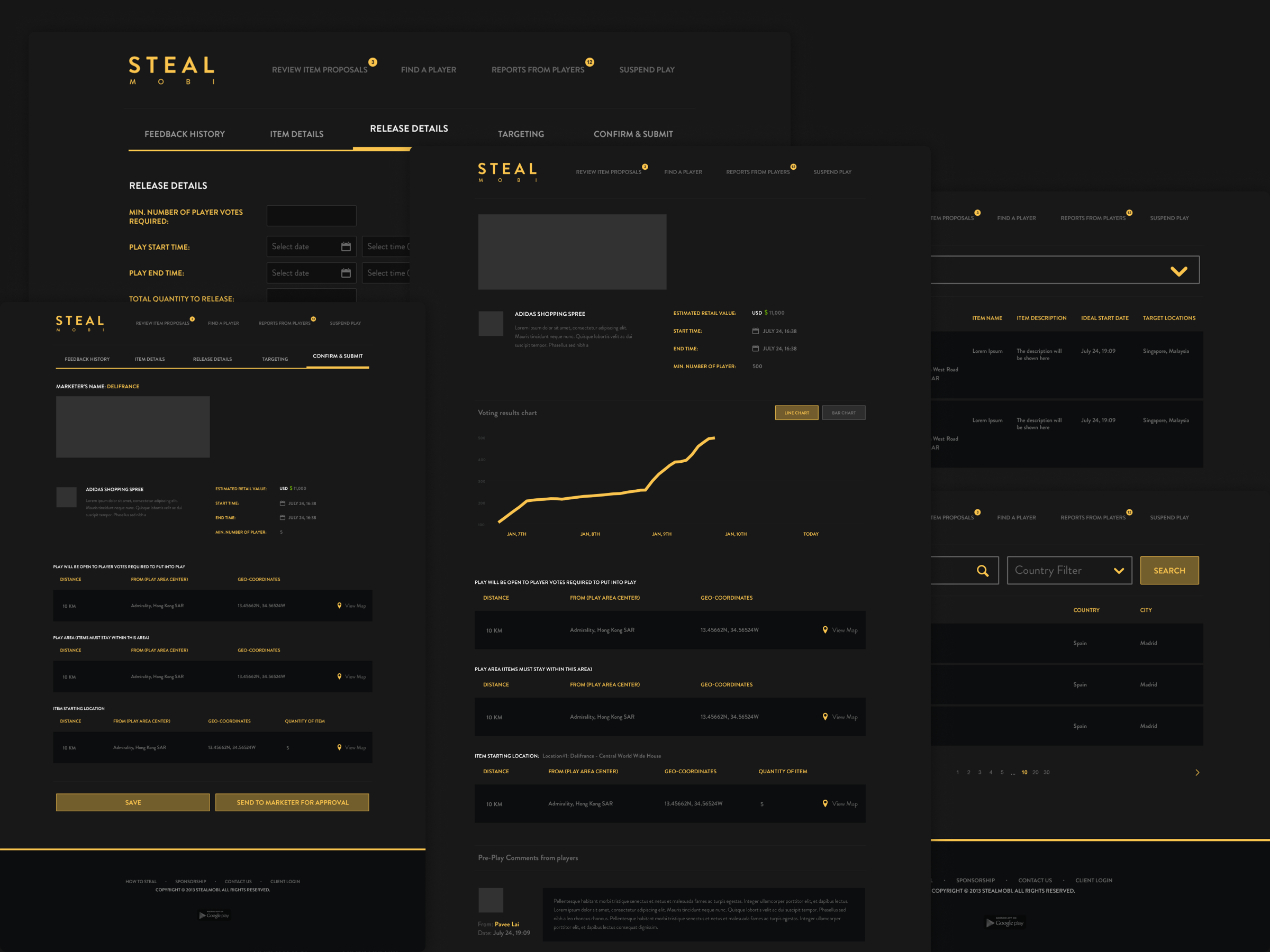 Admin panel for STEALmobi a location-based game